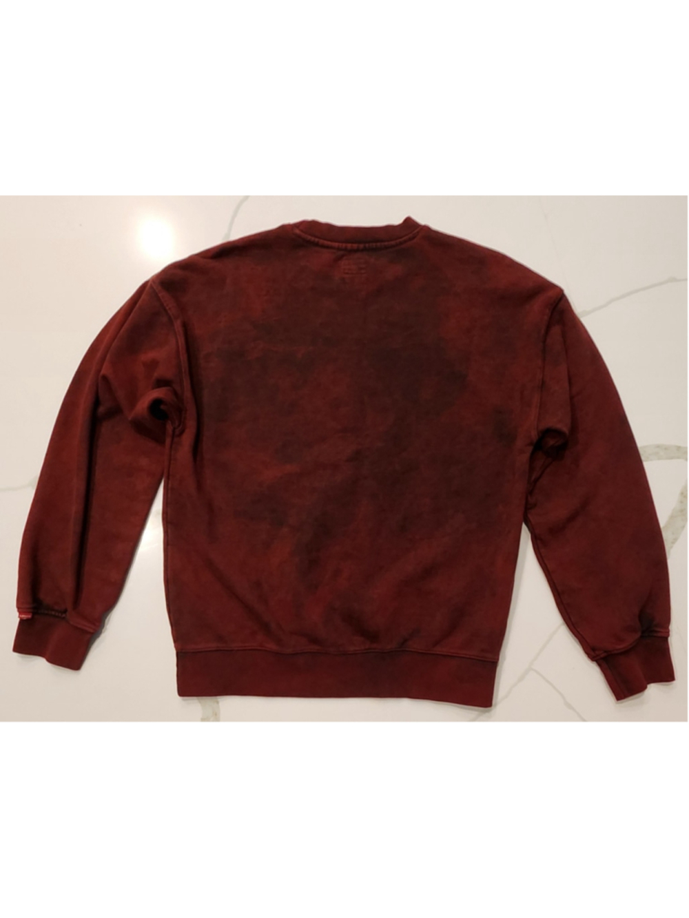 Levi's Sweatshirt Mens XS Maroon Red Acid Wash Logo Pullover Crewneck Relaxed - Picture 2 of 10